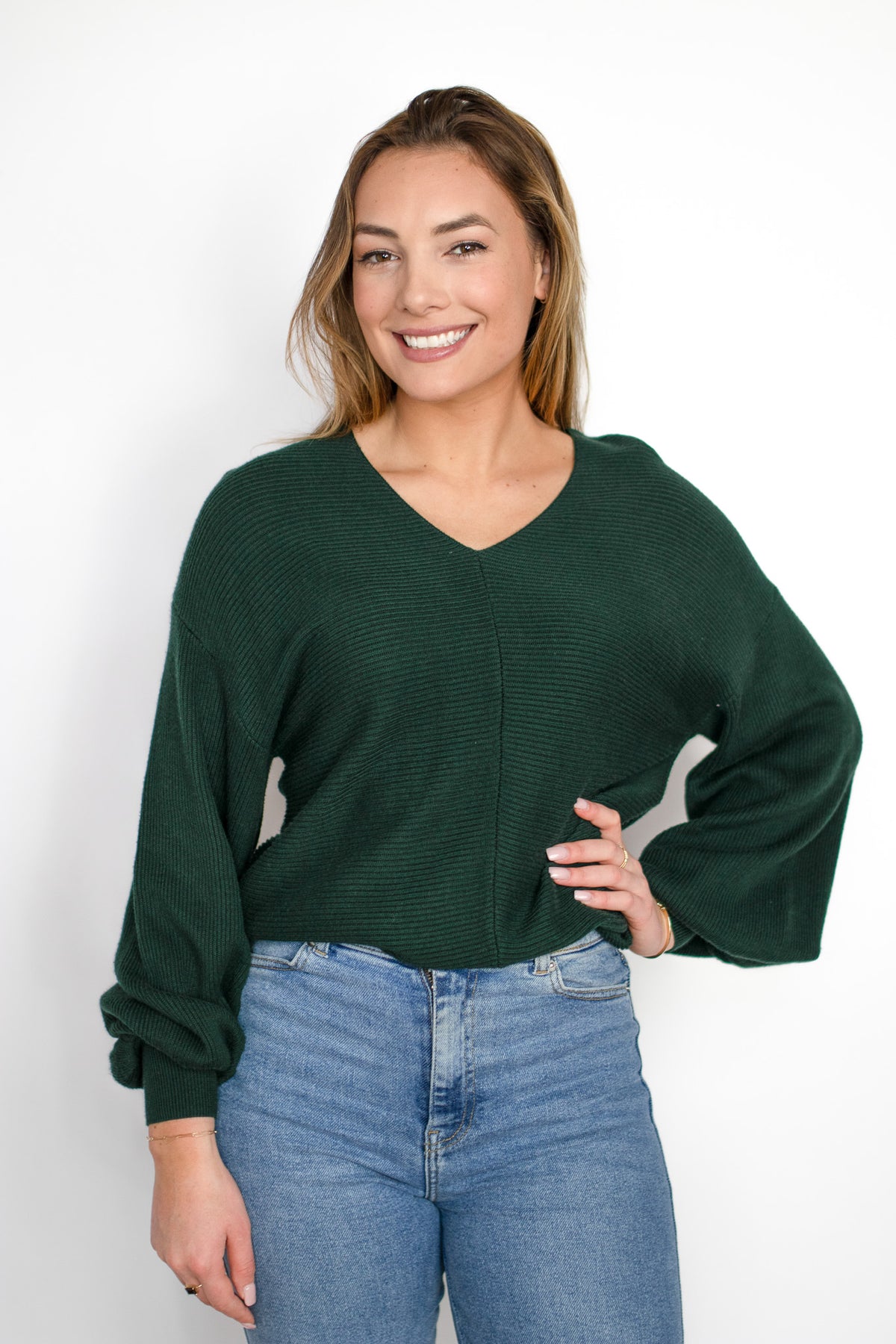 Balloon Sleeve Sweater in Deep Forest