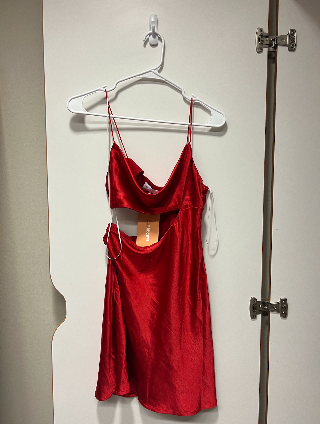 Red silk cut out dress (size 6)
