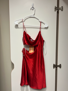 Red silk cut out dress (size 6)
