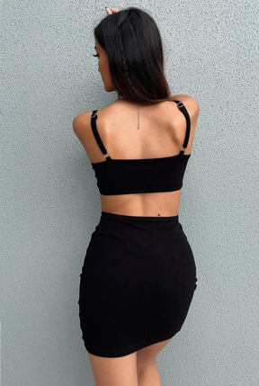 Black cut-out mini dress