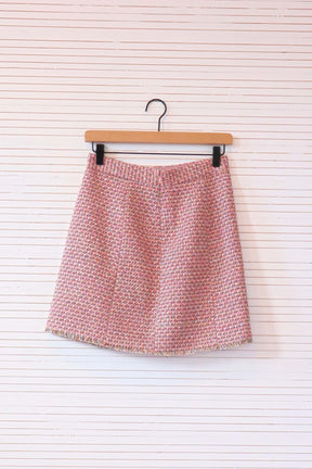 Boucle Pink Tweed Mini Skirt