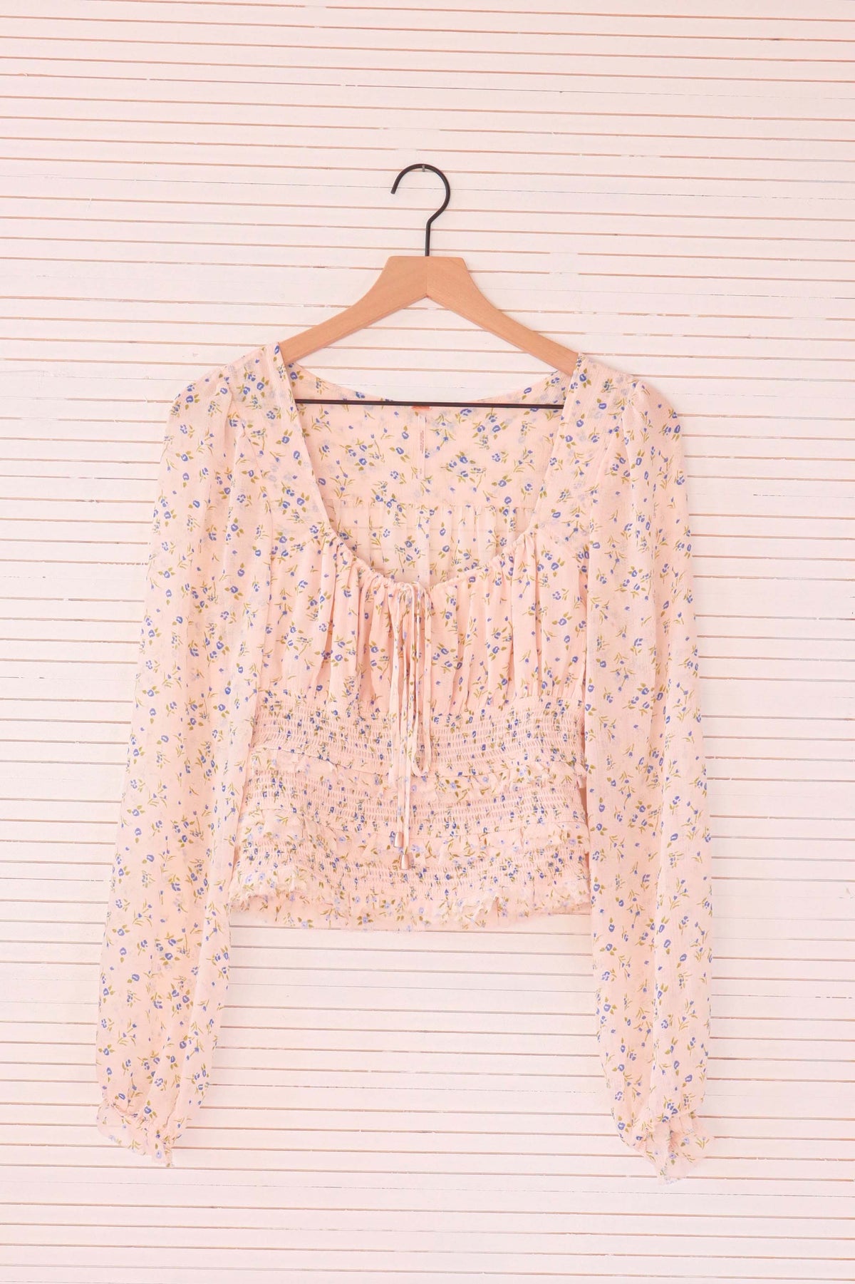 Free People Floral Long Sleeve Blouse