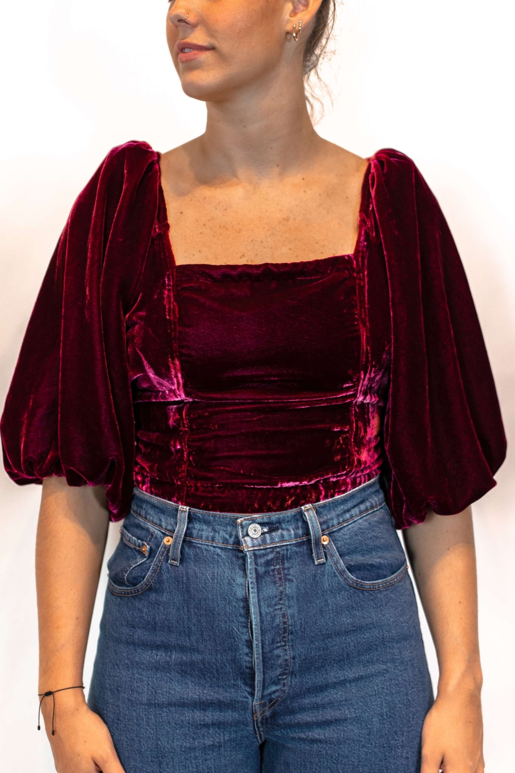 Velvet Open Back Top in Queen Pomegranate