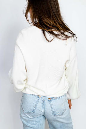 Balloon Sleeve Sweater in Antique White