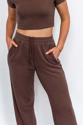 Wide Leg Waffle Pant in Hot Cocoa