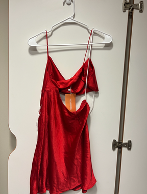 Red cut-out silk dress (size 8)